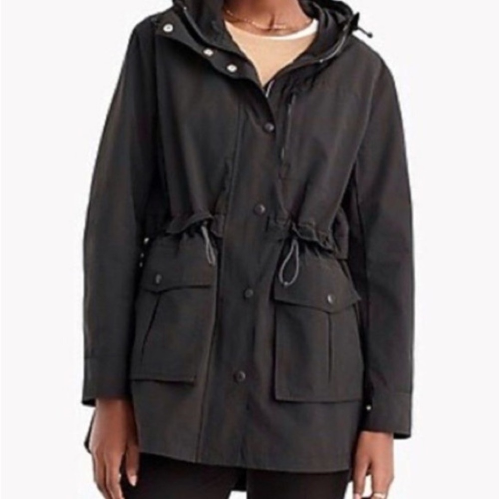 J. Crew Black Utility, Rain Jacket with Hood